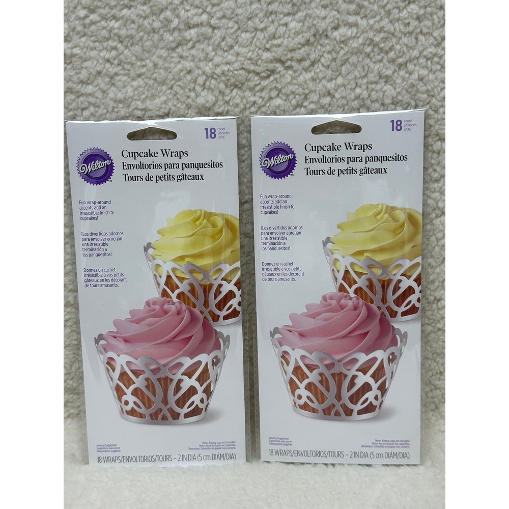 Wilton Cupcake Wraps Pearl White Scroll Laser Cut 2 Packs Paper 36 Count